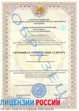 Образец сертификата соответствия аудитора №ST.RU.EXP.00006191-3 Шарья Сертификат ISO 50001